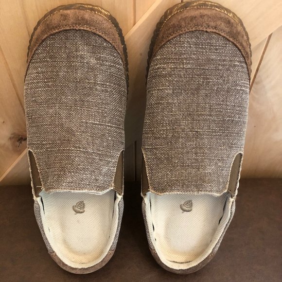 Acorn Distressed Canvas Mule Slides - Picture 1 of 5